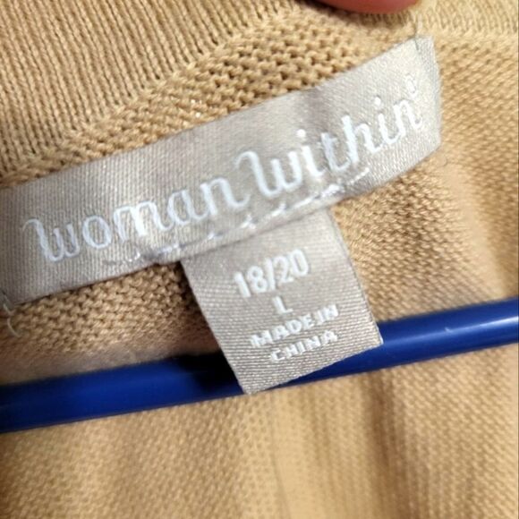 #37 Woman Within Beige Taupe Shrug Sweater Cardigan, Plus 18/20 L NWOT - Picture 3 of 6